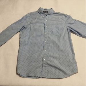 Button down shirt blue with black dots